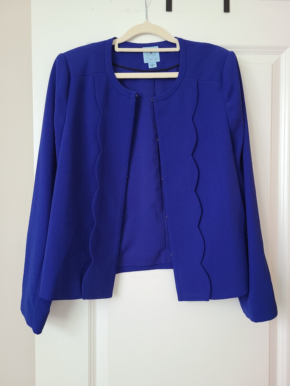 CeCe Royal Blue Scalloped Edge Blazer